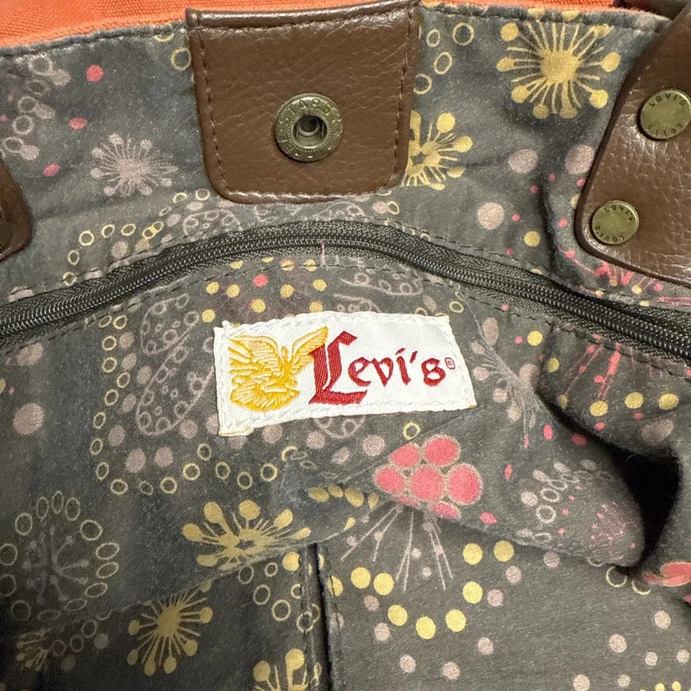 Vintage Levis Hobo Shoulder Bag Canvas‎ Purse Tote Leather Braided Straps